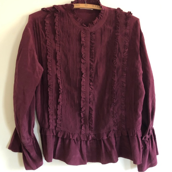 Ulla Johnson Blouse Silk Ruffle Pintuck Nadja US 2 NWT - Picture 3 of 11